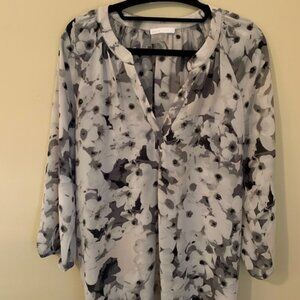 Dalia Black Floral Print Chiffon Blouse